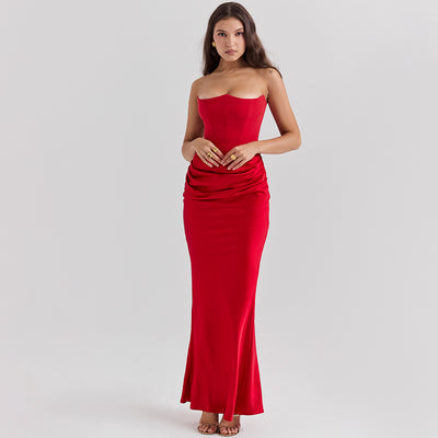 Midnight Curve – Strapless Backless Slim Gown - Velina Fashion